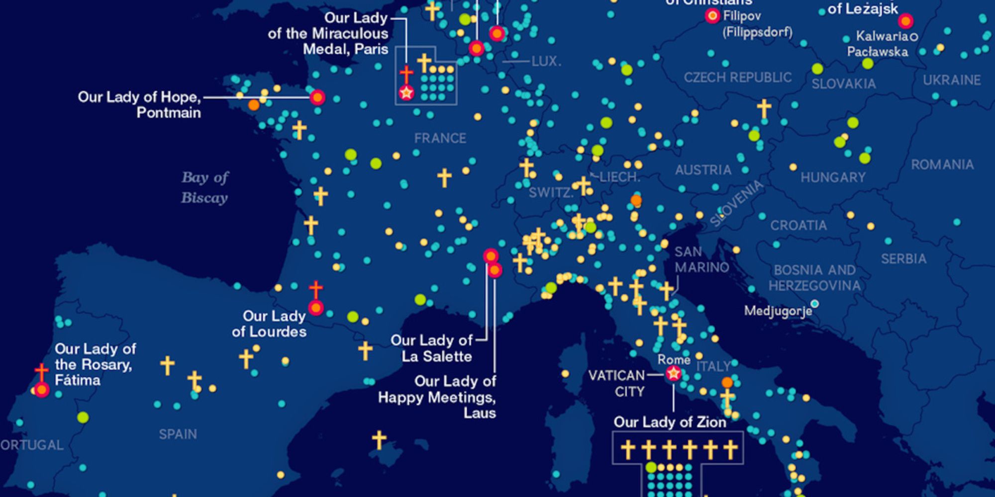 Map of European Marian Apparitions